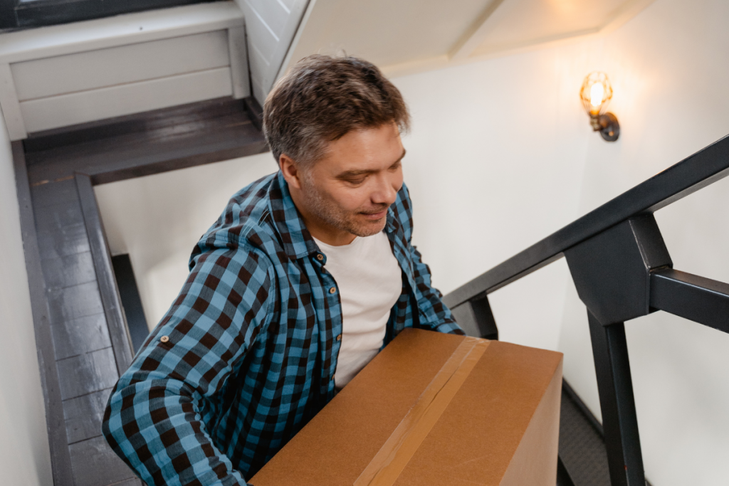 carrying boxes upstairs