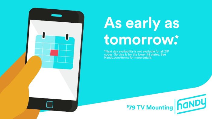Handy advertisement showing next-day booking availability