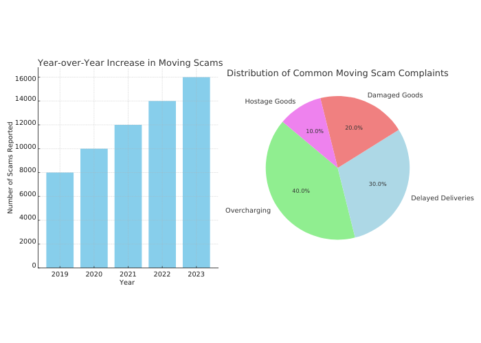 Infographic showing FMCSA and BBB moving company complaint statistics