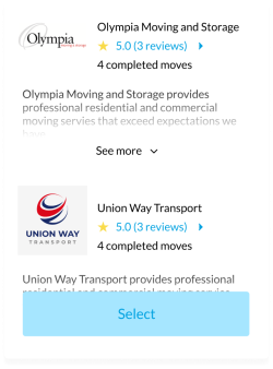 Browsing qualified and pre-vetted movers in your area