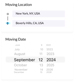 Showing the Agoyu interface where you enter your moving information and moving date 