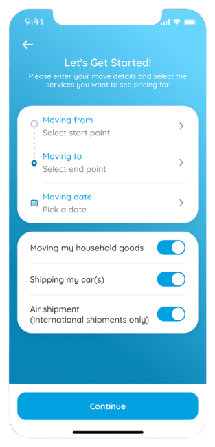 Enter moving details to select the right mover for you